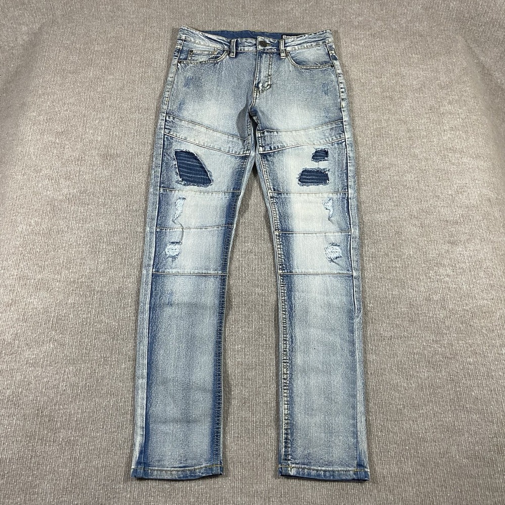 Southpole Jeans‎ Mens 30x31 Skinny Stretch Light Wash Blue Denim Distressed